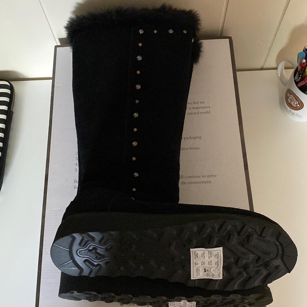 Black Suede Fuzzy Boots!!